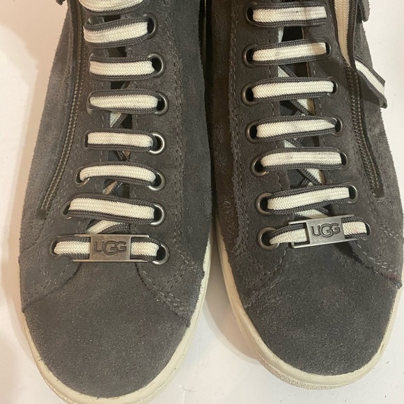 UGG "Olive" Trainer High Top Suede Sneaker Gray Size 6.5 - Picture 10 of 12
